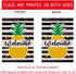 Welcome Summer Pineapple Stripes Garden Flag, Double Sided Burlap Flag for Yard Lawn Outdoor Decor
