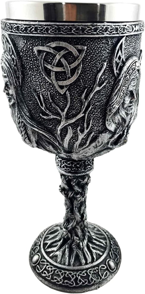 Ebros Celestial Celtic Triple Goddess Maiden Mother Crone Wine Goblet Chalice Figurine - Wiccan Decor