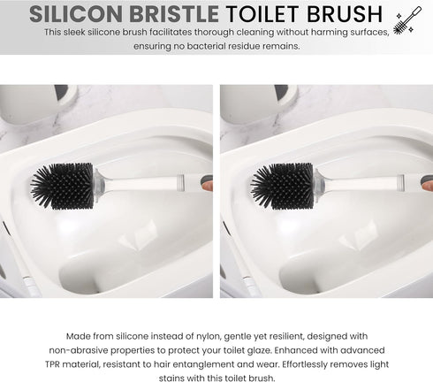 ToiletBuddies Set 2 1 Set Toilet Brush & Plunger - Toilet Bowl Brush and Holder, Refillable Liquid Dispenser Brush