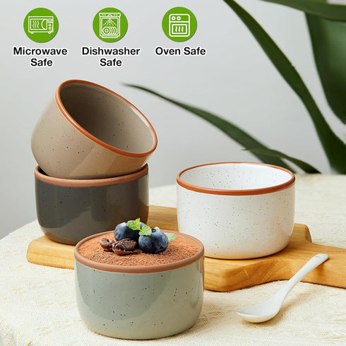 Morandi Color Ramekins Set of 6, 6 oz Creme Brulee Ramekins Oven Safe, Porcelain Ramekins Bowls, Mini Cheesecake Pans, Small Baking Dish, Dipping Sauce Bowls, Ramekins for Baking Souffle, Ice Cream