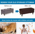 ANWUCHEN Rectangle Ottoman Cover, Stretch Slipcover with Storage, Elastic Bands Ties, Folding Ottoman Covers - Coffee