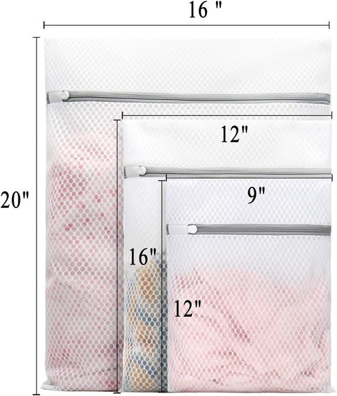 3Pcs Durable Honeycomb Mesh Laundry Bags - 1 Large, 1 Medium, 1 Small for Delicates