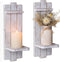 Farmhouse Candle Sconces Wall Decor: Set of Two Rustic Wood Wall Candle