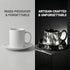YDDistinct Set (8 oz) Volcanic Ash Titanium Finish Coffee Mug and Saucer | Modern Sculptural Ceramic Cup for Espresso