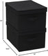 Household Essentials Large Fabric Storage Box with Lid, Black, Set of 2.