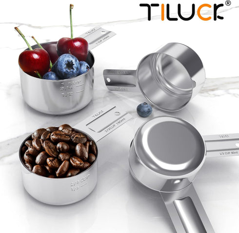TILUCK Stainless Steel Measuring Cups Set, Kitchen Gadgets for Cooking & Baking, Set of 5