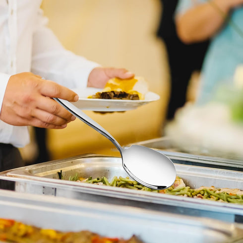 Quickquick 8 Pieces Large Stainless Steel Buffet Serving Spoon for Easy Serving