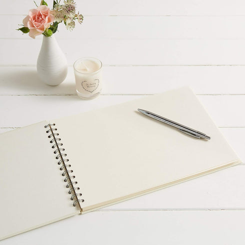 ANGEL & DOVE Funeral Guest Book & 2 Signs Set - Ivory, 12 x 8 for Memorial or Celebration of Life