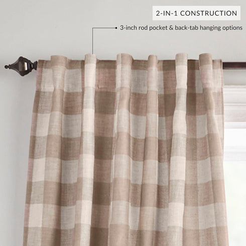 52" 84", 1 Elrene Home Fashions Farmhouse Living Grainger Buffalo-Check Blackout Window Curtain, Living Room