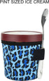Homakover 4 Pack Ice Cream Pint Size Ice Cream Sleeves Neoprene Cover with Spoon Holder Cover (Leop+Ice cream)