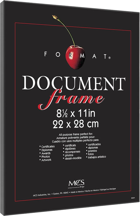 MCS 8.5x11 Diploma Frame, Black Picture Frame for Wall Hanging or Tabletop, 1-Pack