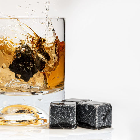Premium Whiskey Stones Gift Set, 12 Pcs Marble Reusable Ice Cubes and Bag, Whiskey, Bourbon, Cognac, Scotch, Gin, Wine