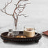 Hodeframe 12in Countertop Wooden Serving Tray: Brown Round Wood Butler Decorative Tray Candle Holder Trays Centerpiece