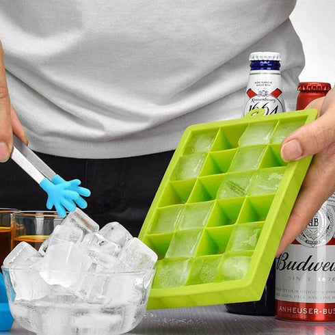 Ice Cube Tray, Silicone Square Ice Trays Easy Release Stackable Ice Cube Mold with Removable Lid, 24 Cavity (2 Pack,