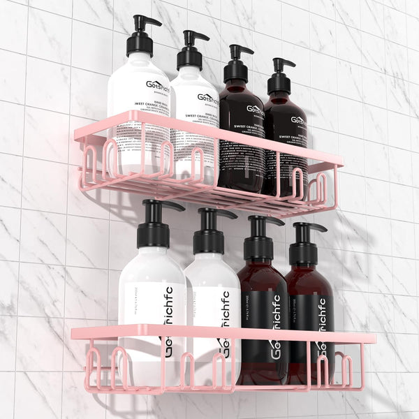 Getsrichfc Shower Caddy Adhesive, Rustproof Shower Shelves for Inside Shower, Large Capacity