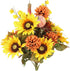 Admired By Nature 18 Stems Artificial Mums Sunflowers Zinna Silk Flowers for Home Office Wedding Decoration, Gold