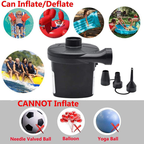 Pump(130W)) BOMPOW Electric Air Pump for Inflatables Air Mattress Pump Bed Pool Toy Raft Boat Quick Pump Black (AC