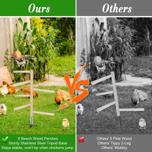 Kalekey 39.4" 6 Extra Large Chicken Perch Toy for Coop, Roosting Bar for Chicken Coop Toys, Chicken Branches Perch