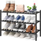 viewcare 3-Tier Black Bamboo Shoe Rack for Entryway, Stackable | Foldable |