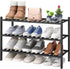 viewcare 3-Tier Black Bamboo Shoe Rack for Entryway, Stackable | Foldable |