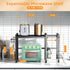 Microwave Oven Rack: Expandable Stand for Kitchen Utensils Tableware Storage with 6 Hooks