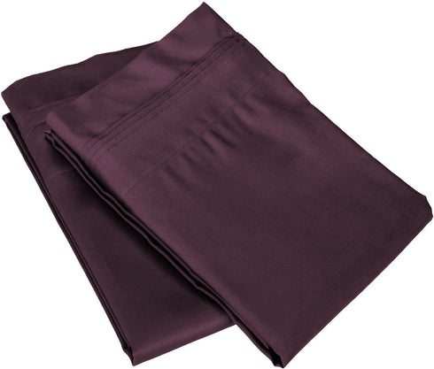 100% Egyptian Cotton 650 Thread Count King Pillowcase Set, 2-Piece, Solid, Plum