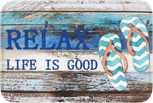 Beach Nautical Old Planks Indoor Door Mat, Non-Slip Coastal Ocean Decoration Rug, 23.6in*15.7in