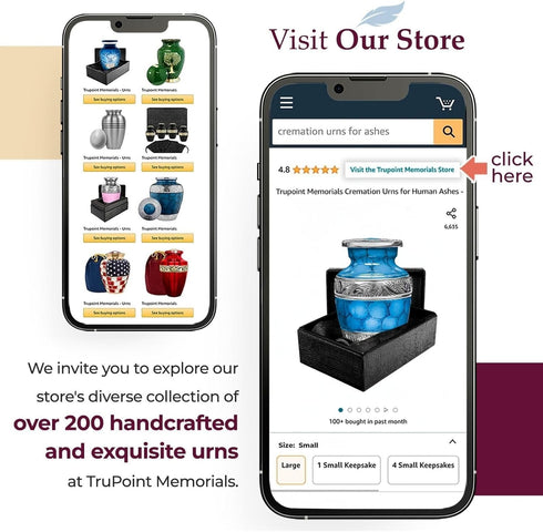 Trupoint Memorials Small Urns for Human Ashes Keepsake, Decorative Mini Cremation Urn for Adult Men Women, Light Blue