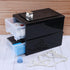 Hespama 6.5 Quart Plastic Stacking Storage Drawer, 3 Pack Desktop Storage Drawer, Black