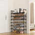 6 Closet 5 LANTEFUL Tier Shoe Rack for Shoe Organizer with Hooks, Long Shoe Shelf Storage for Shoe and Boot Stackable