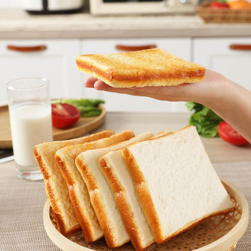 Joeabor 6 Pack Artificial Bread Slice and Toast Fake Sliced Bread Realistic Fake Food for Display Faux Bread Model