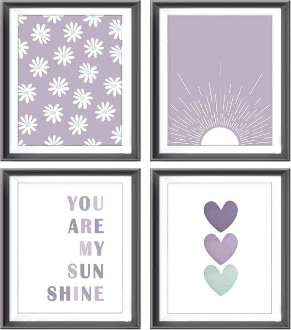 You are My Sunshine Boho Sage Purple Sun Sunshine Daisy Flower Hearts