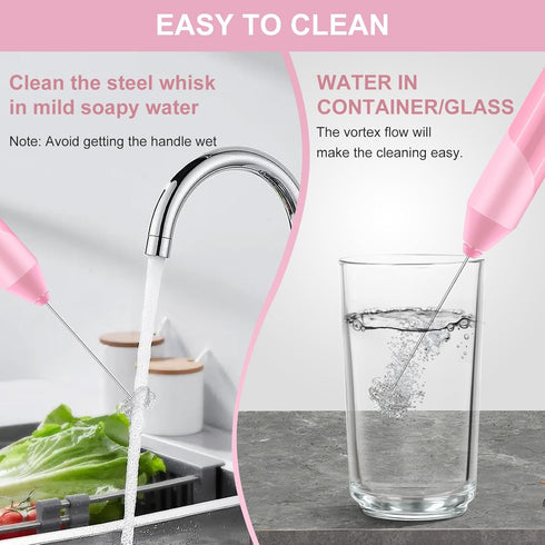 Double Whisk Milk Frother, Handheld Electric Blender Stick, Battery Operated Foam Maker for Coffee and Hot Chocolate