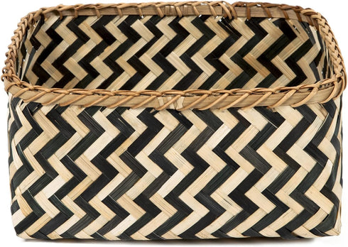 Compactor X-Large Bamboo Zebra Basket, Black/Natural