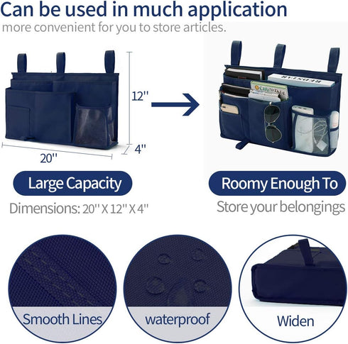 Bseash Bunk Bed Organizer, Bedside Caddy Hanging Storage Bag with 8 Pockets for College Dorm, Baby Bed