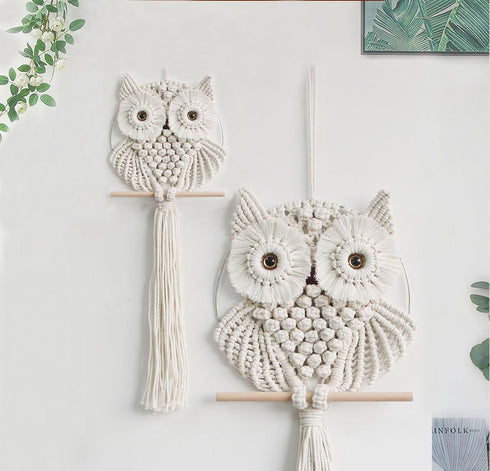 Achart Owl Macrame Wall Hanging-Hand Woven Boho Tapestry-Macrame Wall Decor -Owl Decor for Bedroom, Living Room