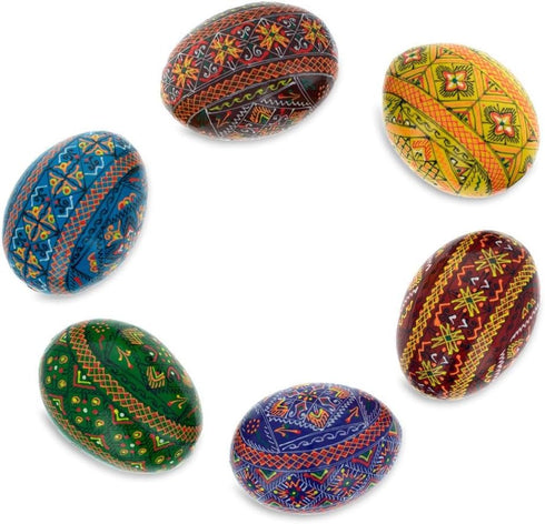 Set 6 2.5 Inches BestPysanky of Traditional Ukrainian Pysanky Wooden Easter Eggs