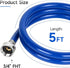 JUWO 5 FT Rubber Washing Machine Hoses, 3/4" FHT Washer Hoses, For Short to Moderate-Distance Water Supply in Small & Medium Residences, Red & Blue (2-Pack)