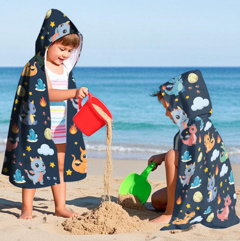 30x50 Dragon Beach Towel for Boys, Flannel Dragon Beach Towel, Dragons Hooded Bath Towel, Dragons Lover Gifts for Girls