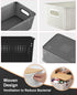 Storage Bins with Bamboo Lids - Set of 6 Lidded Plastic Baskets for Organizing Kitchen, Bedroom, Office, Closet