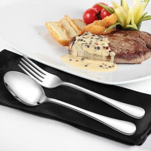 E-far 24-Piece Dinner Forks and Spoons Set, Stainless Steel Flatware for Home Kitchen, Mirror Finish, Dishwasher Safe