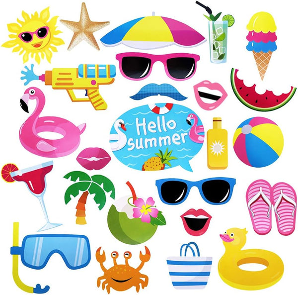 Pool Photo Booth Props for Beach Pool Party, Summer Party Favors, Baby Shower, Birthday, Hawaii