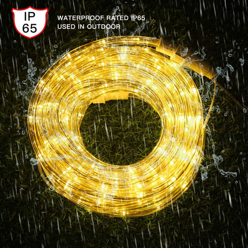 33ft 110V 2 Outdoor,240 LED Rope Lights, Wire Connectable Christmas Rope Lights LED Waterproof Indoor Outdoor Warm Rope