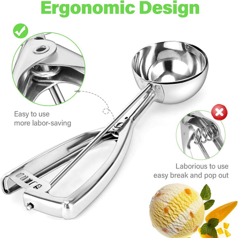 Medium Cookie Scoop for Baking - 2.8 Tablespoons/42 ml/1.4 oz Ball Cookie Dough Scoop, Spring-Loaded Stainless Steel