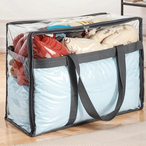 Mr Hsiung 3 PACK Clear Clothes Storage Bags with Sturdy Zippers for Comforters, Blankets, Bedding, Pillows