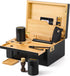 Large Bamboo Box with Combination Lock, Decorative Storage Kit with Airtight Glass Jars and Removable Tray for Home