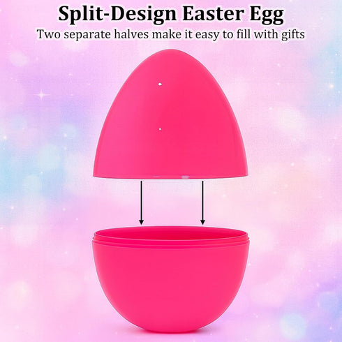 Celmuron 6 Pack 8'' Jumbo Fillable Easter Eggs Extra Large Plastic Eggs for Treats, Easter Basket Stuffers, Egg Hunt