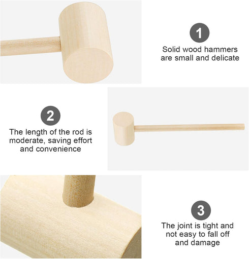 18 Pieces Mini Wooden Crab Lobster Mallets, Solid Hardwood Hammer for Seafood and Craft