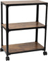 Mind Reader Bar Cart - Rolling 3-Tier Kitchen Cart, Microwave Stand, Wood/Metal, 23"L x 12"W x 29.5"H, Brown