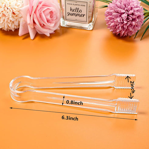 Roshtia 12 Pcs Plastic Serving Tongs Mini Kitchen Tongs Utility and Plastic Kitchen Scoops Clear Ice Scoop Mini Clear